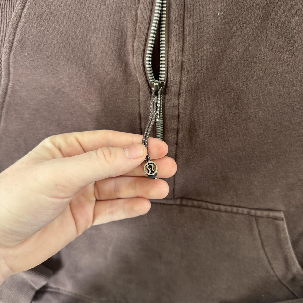 Lululemon Scuba Hoodie Womens Small Brown 1/2 Zip Cropped Kangaroo Pocket - Picture 8 of 16